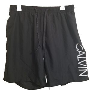 Calvin Klein Swim‎ Trunks Mens Large Black White Lettering Summer